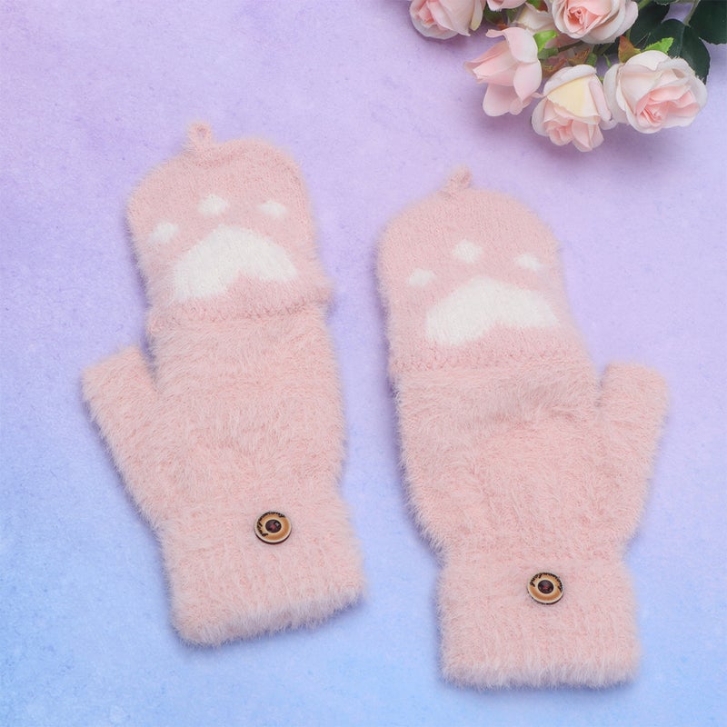 2 Pairs Kids Plush Gloves Warm Keeping Gloves Cover Type Half- Gloves Outdoor Hand for Children ( ) - Image 5