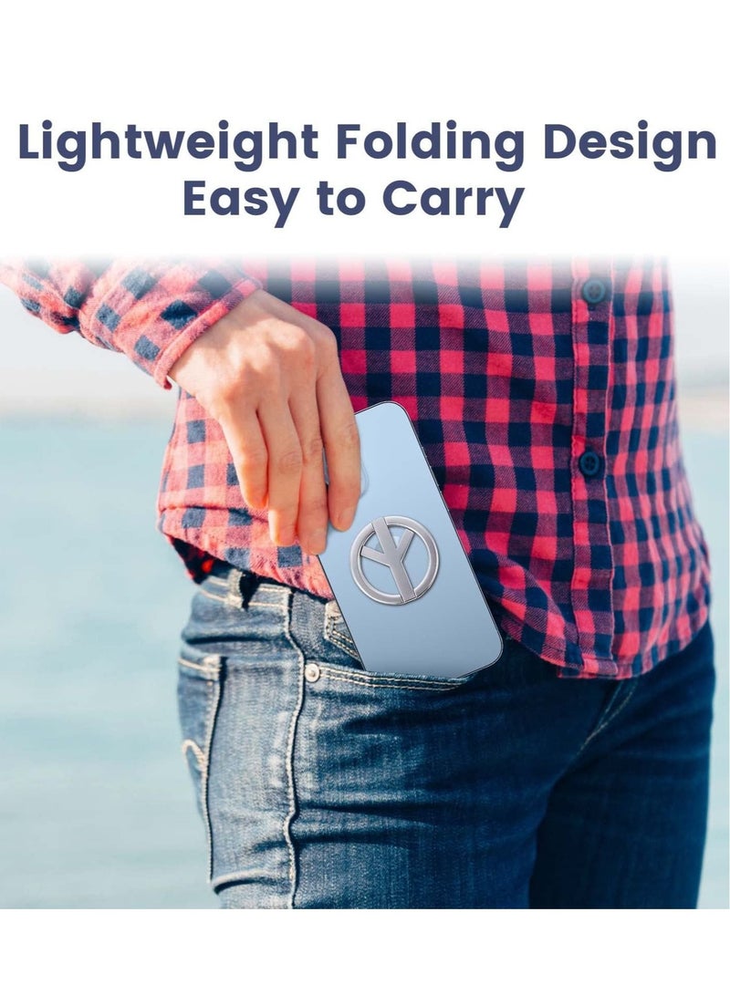 Captaintech Magnetic Phone Kickstand, 360°Rotation Metal Magnetic Phone Grip & Foldable Magnetic Phone Holder, Adjustable Magnetic Phone Stand for iPhone 12/13/14 Series for MagSafe Accessories (Silver) - Image 4