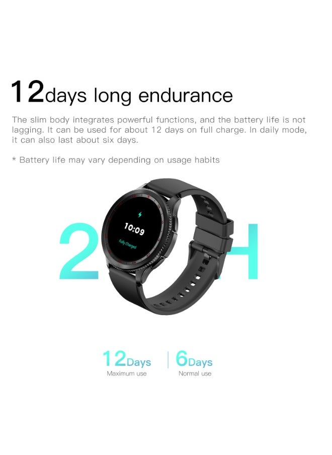 PEJE PEJE Rotatable Dial Smart Watches for Men - 1.43" AMOLED, Call Function, 123+ Sports Modes, 3ATM Waterproof. Tracks SpO2/Heart Rate/Sleep. Includes Spare Strap. Android/iOS Compatible.(Black)  - Image 3