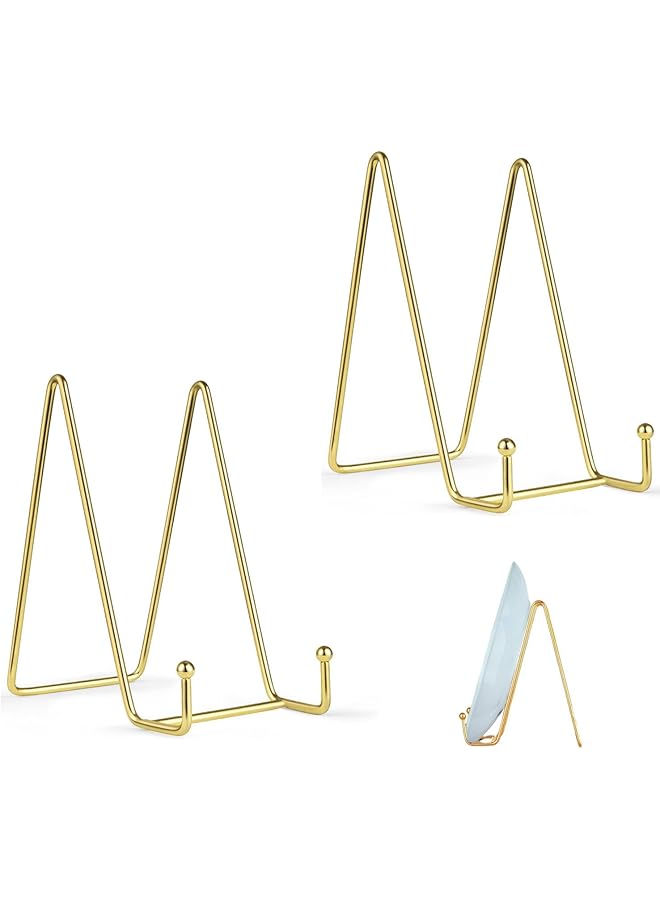 The Bros 2 PCS Gold Plate Stands for Display,15 cm Iron Art Display Stand Dish Rack,Gold Plate Holder Display Stand Art Collection Holder Picture Frames Display Racks for Home Kitchen Store-L - Image 1