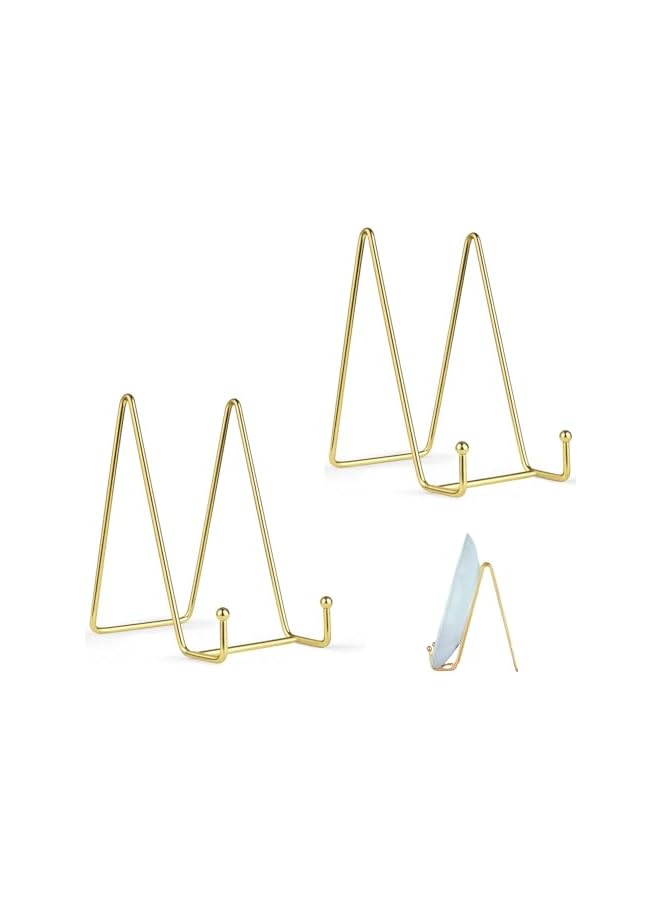 The Bros 2 PCS Gold Plate Stands for Display,15 cm Iron Art Display Stand Dish Rack,Gold Plate Holder Display Stand Art Collection Holder Picture Frames Display Racks for Home Kitchen Store-L - Image 2
