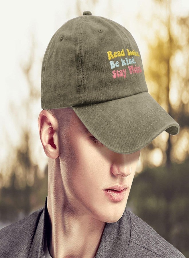 ODCRAT Humor Hat Read Books Be Kind Stay Weird Cowboy Hat Retro Hiking Cap Gifts for Grandma Who Like Embroidered,Golf Caps Suitable for Outdoor Activities - Image 4
