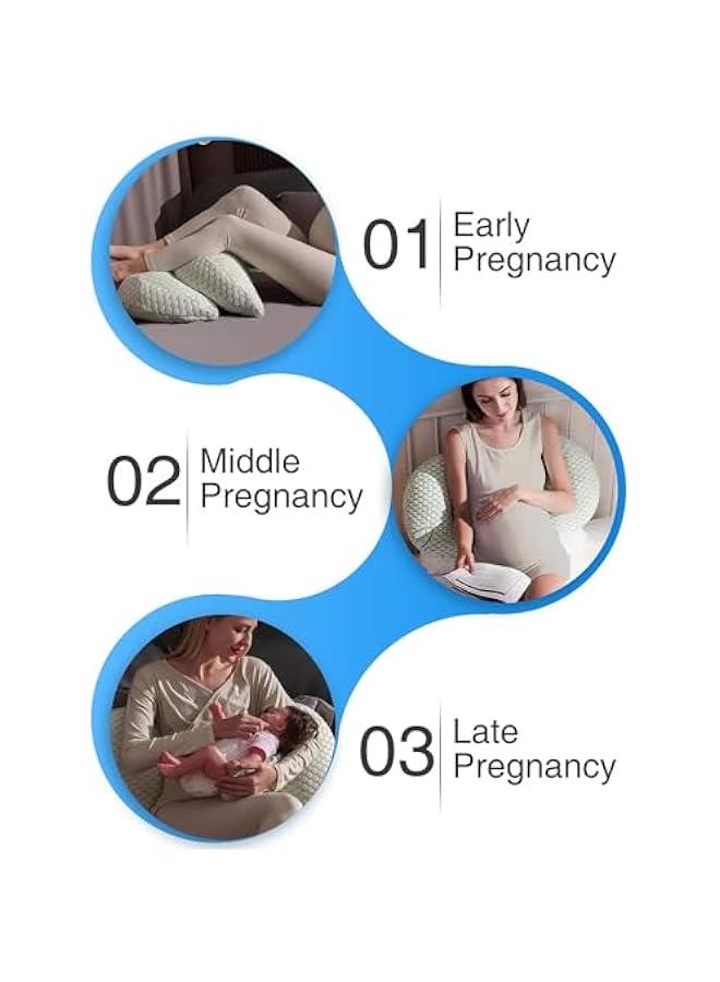 Pregancy Pillows for Sleeping, Maternity Pillow, Pregnancy Body Pillow Support for Back, Legs, Belly, HIPS of Pregnant Women, Detachable and Adjustable with Pillow Cover (Green, Small) - Image 4