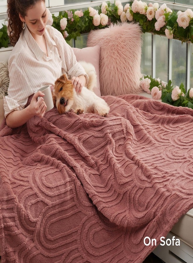 Bedsure GentleSoft Pink Throw Blanket for Women - Super Soft & Cozy, Fleece Blankets for Girls, Pink Decor Gifts for Home, Room, Office, Couch & Bed, Dusty Pink, 50x60 Inches - Image 4
