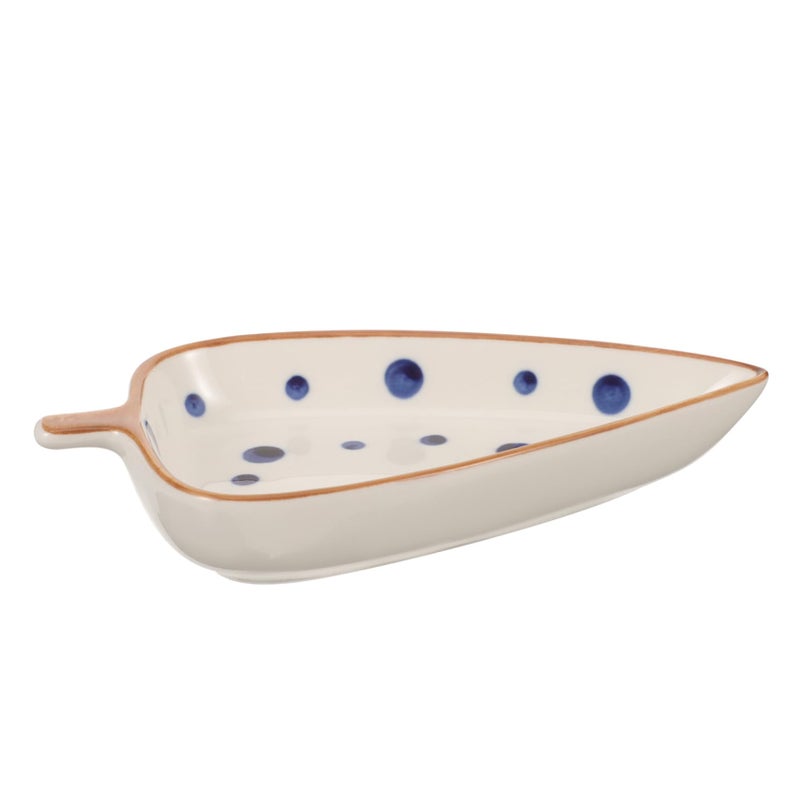 Ceramic Leaf Shaped Appetizer Plate Hand Painted Multi Use Serving Dish - Image 2