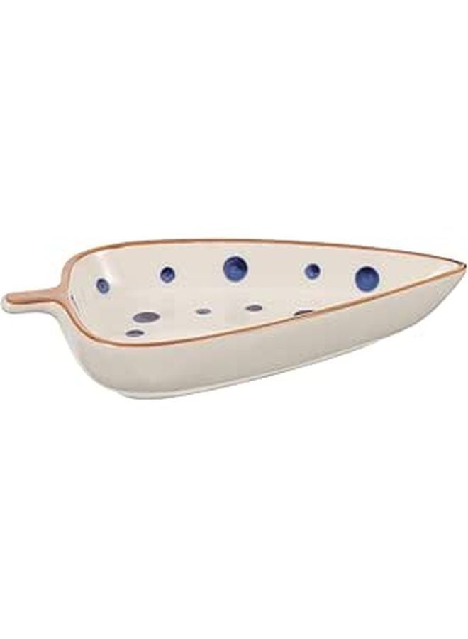 Ceramic Leaf Shaped Appetizer Plate Hand Painted Multi Use Serving Dish - Image 1