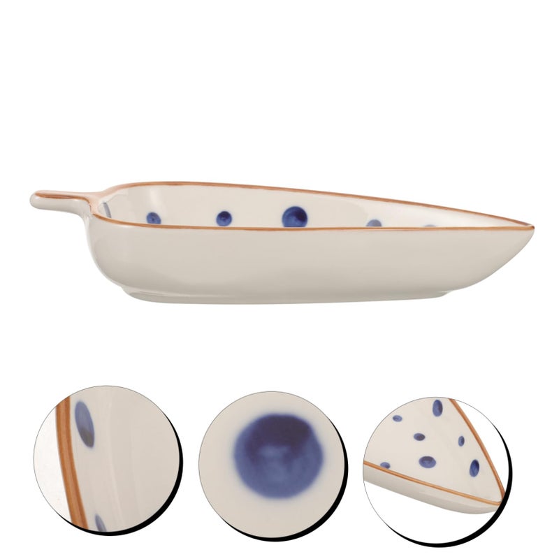 Ceramic Leaf Shaped Appetizer Plate Hand Painted Multi Use Serving Dish - Image 4
