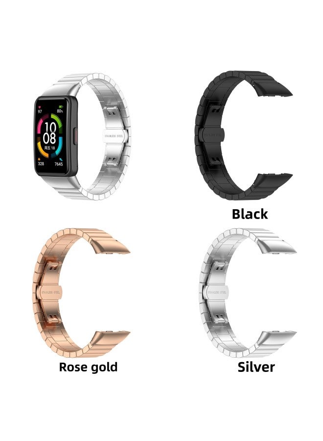 Milanis Strap For Huawei Bracelet 6 Glory Bracelet 6/7 Metal Strap Solid One Bead Steel Strap Wrist-Color:Silver-Specifications:Free Size/Huawei 6 Glory 6/7  - Image 5