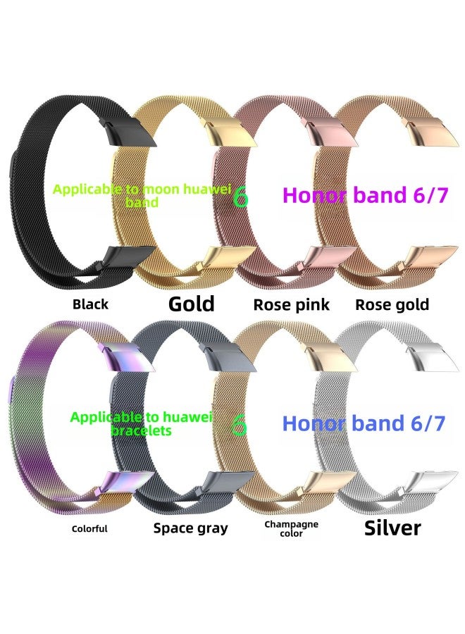 Milanis Strap For Huawei Bracelet 6 Glory Bracelet 6/7 Metal Strap Solid One Bead Steel Strap Wrist-Color:Silver-Specifications:Free Size/Huawei 6 Glory 6/7  - Image 3
