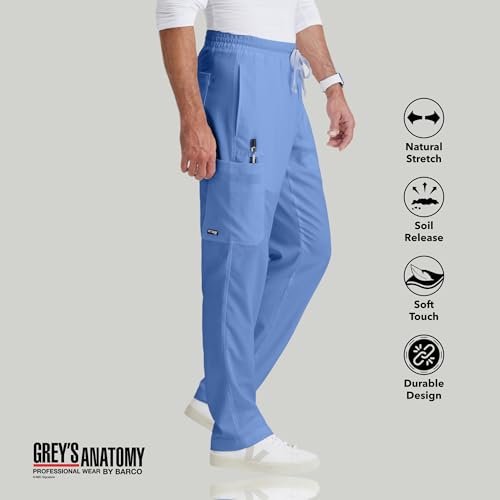 BARCO Grey’s Anatomy Classic Evan Scrub Pant for Men – Ciel Blue, 5-Pocket Zip-Fly Scrub Bottoms with Natural Stretch, Soil Release Fabric, and Super-Soft Finish – XS, Tall Fit - Image 3