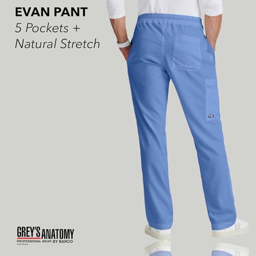 BARCO Grey’s Anatomy Classic Evan Scrub Pant for Men – Ciel Blue, 5-Pocket Zip-Fly Scrub Bottoms with Natural Stretch, Soil Release Fabric, and Super-Soft Finish – XS, Tall Fit - Image 2