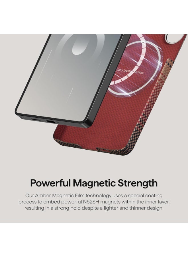 حافظة S26 ألترا، 6.9 بوصة، متوافقة مع MagSafe، حافظة سامسونج جالاكسي S26 ألترا فائقة النحافة مع زر هارون، منسوجة من ألياف الأراميد 1500D [حافظة حافة - صن ست] - Image 2