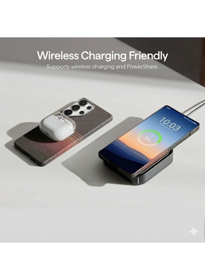 حافظة S26 ألترا، 6.9 بوصة، متوافقة مع MagSafe، حافظة سامسونج جالاكسي S26 ألترا فائقة النحافة مع زر هارون، منسوجة من ألياف الأراميد 1500D [حافظة حافة - صن ست] - Image 5