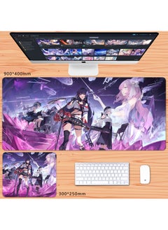 Generic No Overlock Honkai Impact 3 Mouse Pad Extra Large Animation Kiana Dem Lisa Alicia Two-Dimensional Notebook-Color:100x50cm Thickness 3mm-Pattern:Pure Dream Song  - Image 1