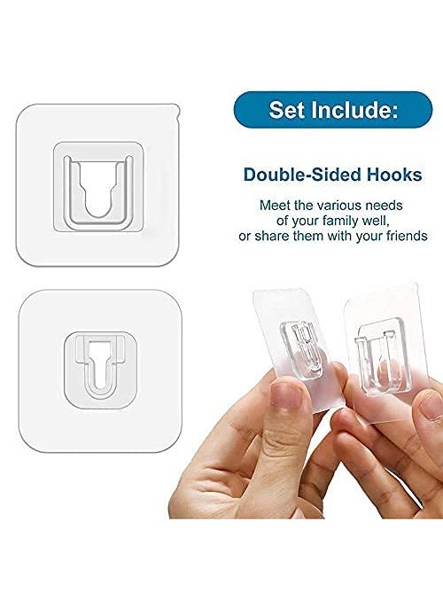 Retailio Retailio DoubleSided Adhesive Wall Hooks 3kgMax Heavy Duty MultiPurpose Transparent for Bathroom and Kitchen Waterproof and OilProof Set of 8 Pairs 4  - Image 4