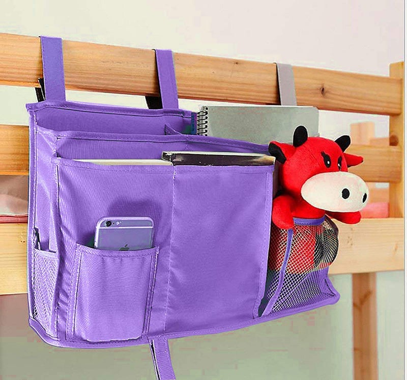 Createy Bunk Bed Organizer - Bedside Storage Caddy with Pocket, Hanging Organizer for Camp, Dorm, Room, Hospital Bed Rail and More (Purple) - Image 4