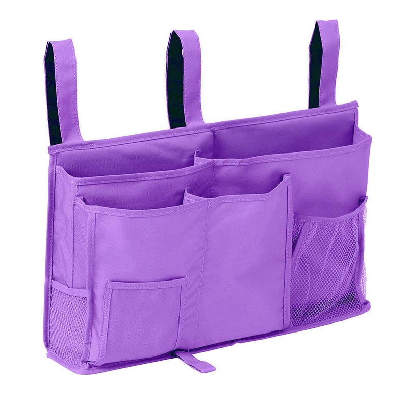 Createy Bunk Bed Organizer - Bedside Storage Caddy with Pocket, Hanging Organizer for Camp, Dorm, Room, Hospital Bed Rail and More (Purple) - Image 1