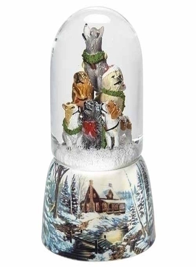 Roman 6" LED Lighted Musical Howling Puppies Dome Christmas Snow Globe Tabletop Decor - Image 1