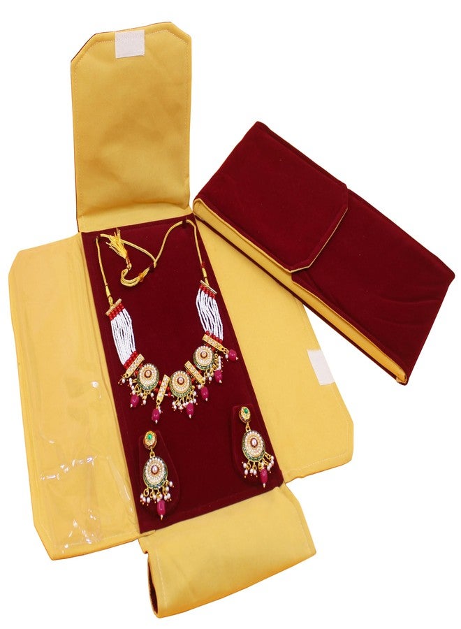 atorakushon® Velvet Necklace Pouch Jewellery Earring Organizer Traveling Kit for Women and Girls Pack 1 (Maroon) - Image 1