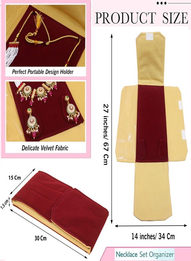 atorakushon® Velvet Necklace Pouch Jewellery Earring Organizer Traveling Kit for Women and Girls Pack 1 (Maroon) - Image 4