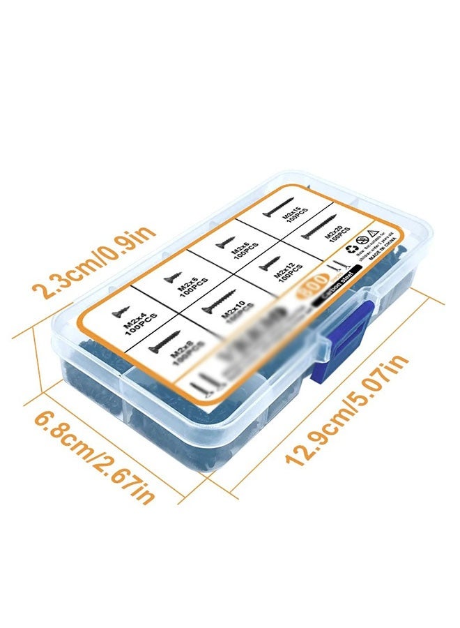 800Pcs Black Flat Head, Cross Carbon Steel, Self-Tapping Screw, for Home Improvement, DIY Projects - Image 4