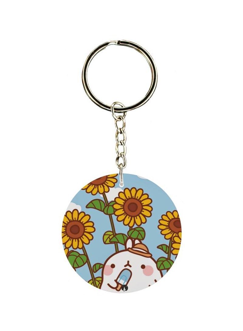 Sunflower Printed Double Sided Keychain
