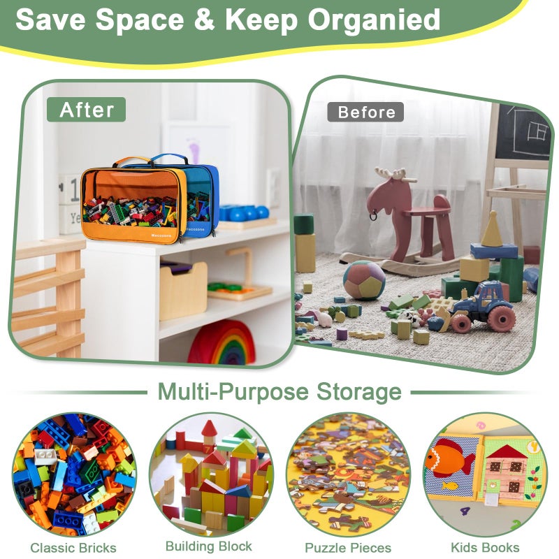 Mecozone 4 PCS Toys Storage Bag, Classic Bricks Building Set Storage Bag, Travel Case for Building Toys, Puzzles - Image 3