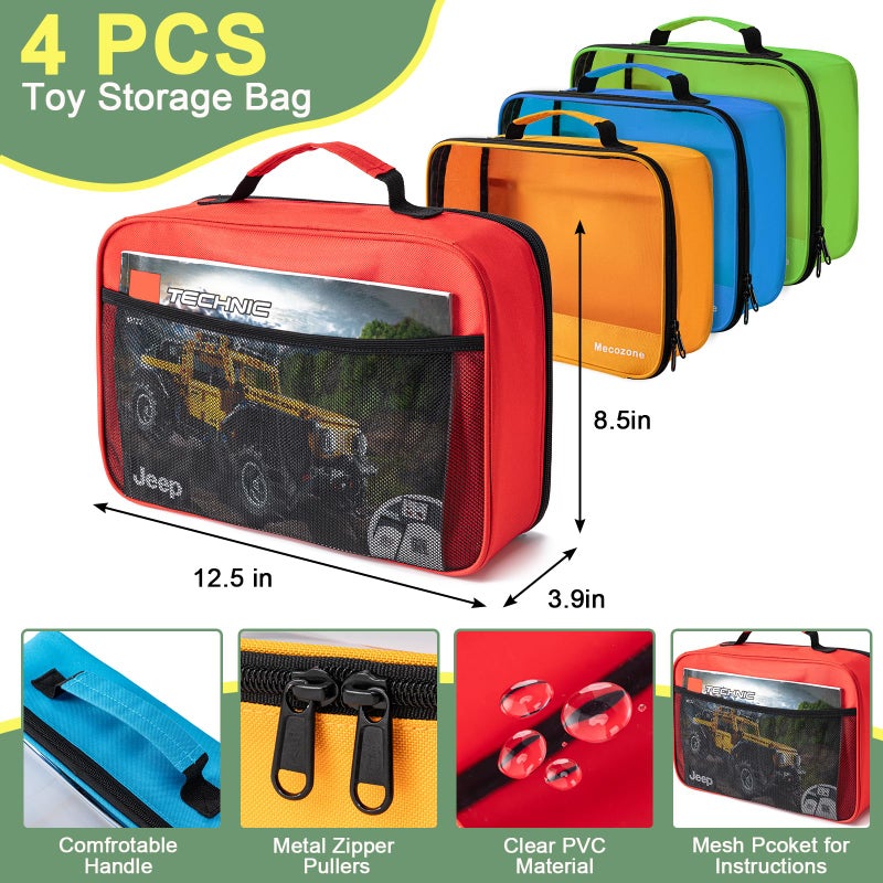 Mecozone 4 PCS Toys Storage Bag, Classic Bricks Building Set Storage Bag, Travel Case for Building Toys, Puzzles - Image 2