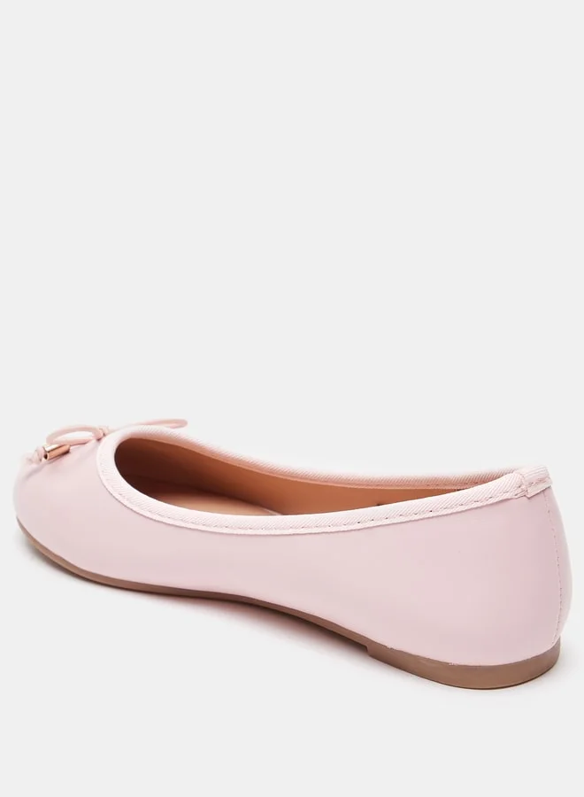 ميسي Girls Solid Slip-On Round Toe Ballerina Shoes with Bow Accent with Cushioning