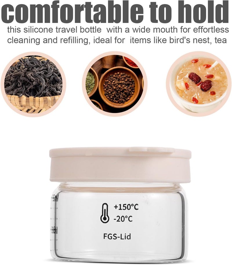 Glass Storage Bottle 75ml Wide Mouth Food Jar with Silicone Seal Lid, Small Mini Glass Container for Kitchen Pantry and Travel Toiletries - Image 3