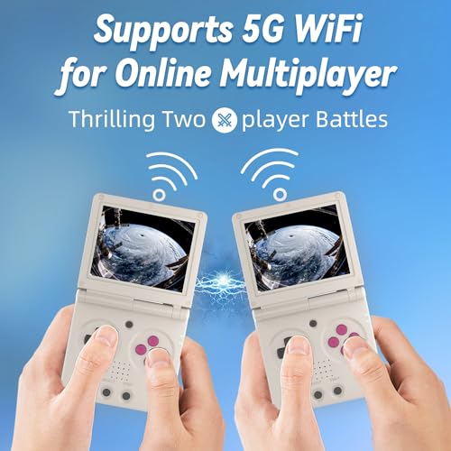 Voacle RG35XXSP Flip Retro Handheld Game Console ,3.5 Inch IPS Screen Linux System Built-in 64G TF Card 5532 Games Support 5G WiFi Bluetooth TV Output(Gray-New) - Image 5