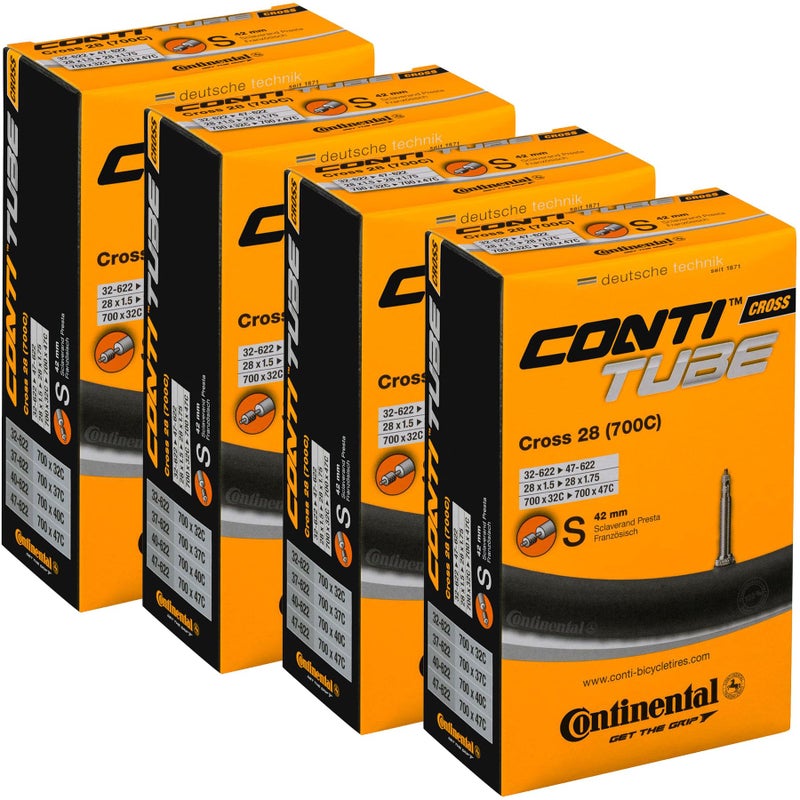 Continental Cross 28 700X32-47C Bicycle Inner Tube Bundle - 42Mm Presta Valve - 4 Pack W/ Decal - Image 1