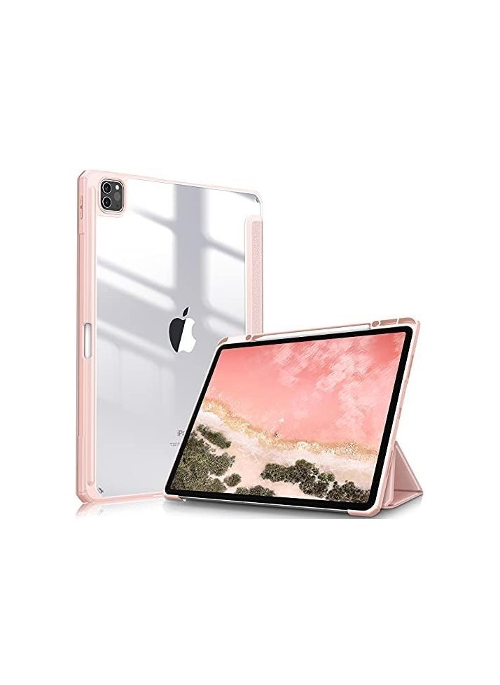 Generic Ecosystem Hybrid Case Compatible with iPad Pro 12.9 inch (2022/2021/2020/2018, 6th/5th/4th/3rd Generation) - Shockproof Clear Back Cover with Pencil Holder, Auto Wake/Sleep (pink)  - Image 1