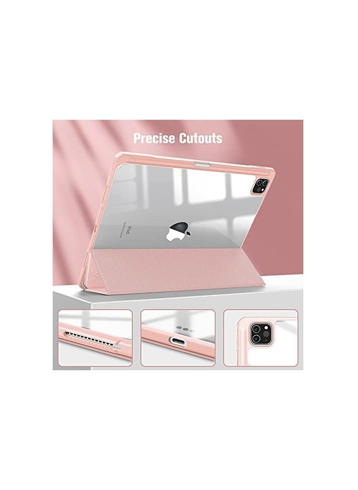 Generic Ecosystem Hybrid Case Compatible with iPad Pro 12.9 inch (2022/2021/2020/2018, 6th/5th/4th/3rd Generation) - Shockproof Clear Back Cover with Pencil Holder, Auto Wake/Sleep (pink)  - Image 3