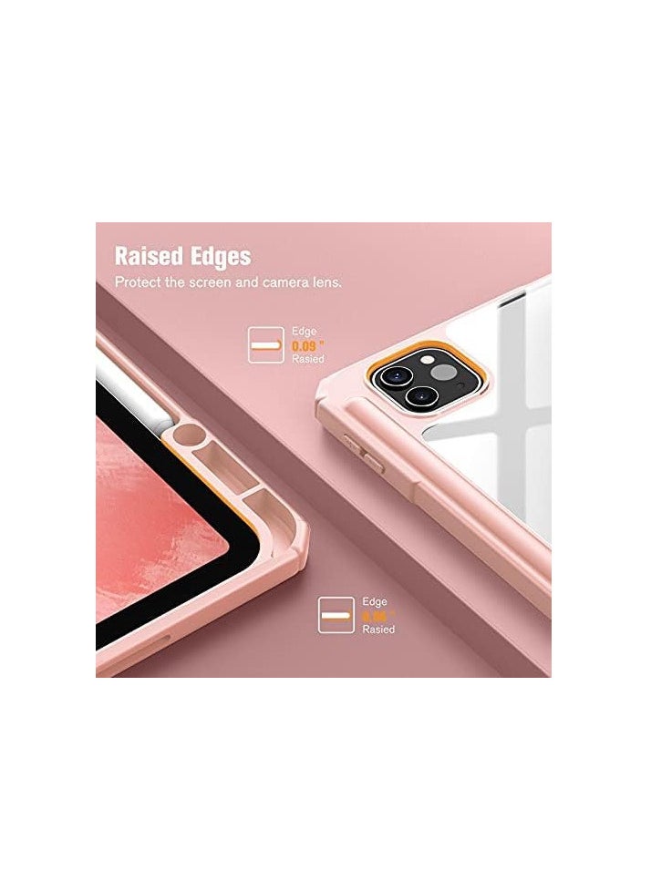 Generic Ecosystem Hybrid Case Compatible with iPad Pro 12.9 inch (2022/2021/2020/2018, 6th/5th/4th/3rd Generation) - Shockproof Clear Back Cover with Pencil Holder, Auto Wake/Sleep (pink)  - Image 4