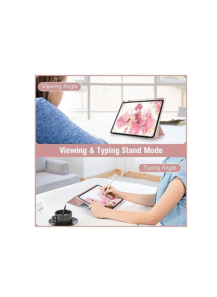 Generic Ecosystem Hybrid Case Compatible with iPad Pro 12.9 inch (2022/2021/2020/2018, 6th/5th/4th/3rd Generation) - Shockproof Clear Back Cover with Pencil Holder, Auto Wake/Sleep (pink)  - Image 5