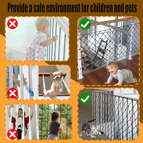 HARERNET Safety Net for Balcony,Stair Rope Net,Safety Netting for Railings,Suitable for Children's Playgrounds, Stair, Railing, Indoor and Outdoor Decoration (6mm,1X2m) - Image 4