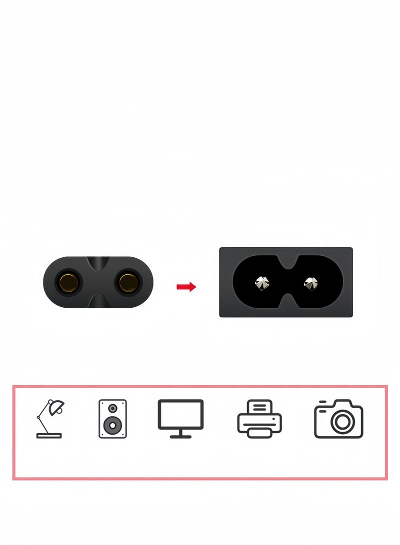 2-pin AC power cord, AC wall plug 13A figure 8 power cord  - Image 3