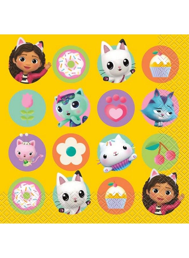 Unique حزمة مستلزمات حفلة عيد ميلاد دمى جابي تشمل 16 طبق كعكة حلوى 16 طبق غداء 16 مناديل 1 غطاء طاولة 16 حقيبة هدايا (حزمة لـ 16)  - Image 5