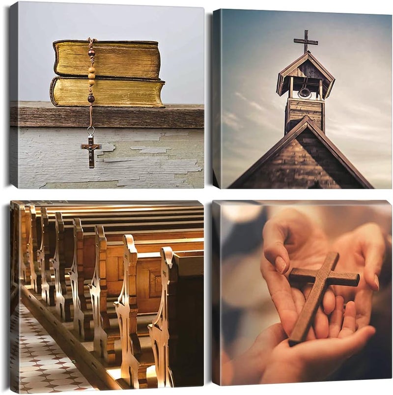 Sungeek 4-Piece Faith Canvas Wall Art - Image 1