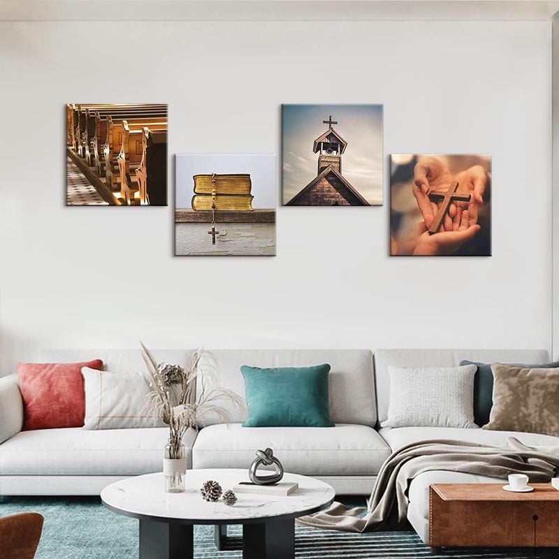 Sungeek 4-Piece Faith Canvas Wall Art - Image 4