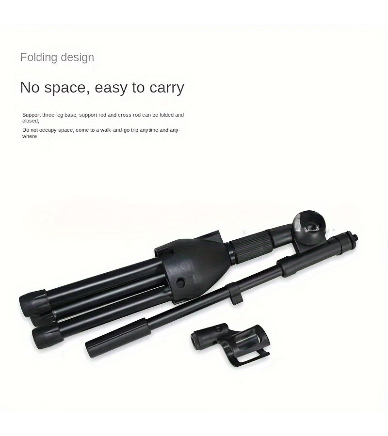 Black Portable Microphone Stand for Floor Drums Guitar Erhu and More - Image 5