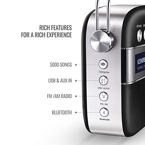 Carvaan Saregama Carvaan 2.0 Hindi Portable Music Player 5000 Pre-Loaded Songs with Podcast, FM/BT/AUX (Classic Black) - Image 3