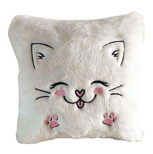 AVSHUB Cute Lovely Cartoon Cat White Throw Pillow Filled Home Decorative Pillow Case & Cushion Square Pillow for Sofa, Bedroom, Living Room 16X16 Inch (Set of 1) - Image 3