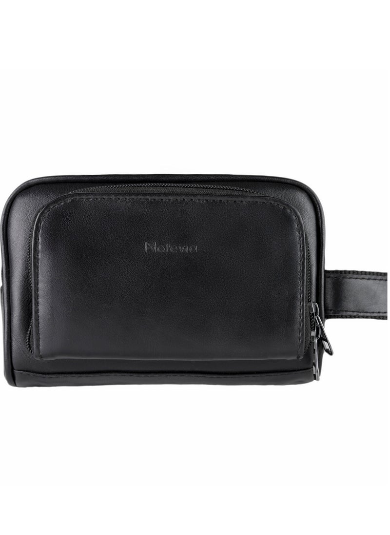 Motevia - Motevia Men's Handbag, 100% Genuine Leather Handbag with Wrist Handle with Three Pockets - Image 1