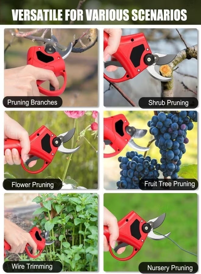 BORTONY 48V Cordless Electric Pruning Shears 30mm Cutting Brushless Motor Long Battery Easy Garden Trimmer for Branches & Shrubs Red  - Image 4