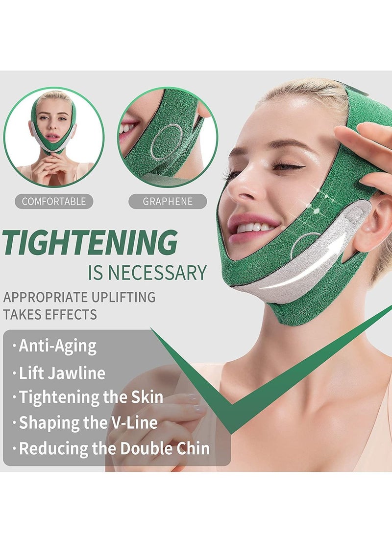 Y&D Double Chin Reducer, V Line Lifting Mask, Breathable Face Slimming Strap, Reusable V-Line Shapes Cheek Lift Up Anti Wrinkle Belt for Women Men (Green)  - Image 2