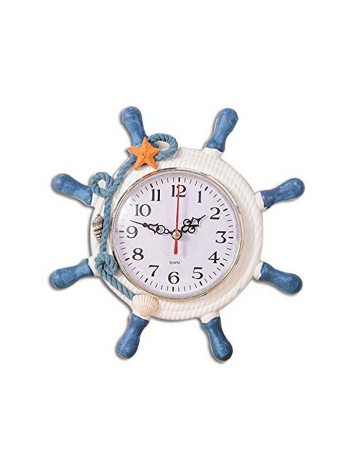 BESPORTBLE Wall Clock Ship Wheel Shape Clock Beach Decorative Wall Watch Art For Nautical Nursery Room Bedroom Decoration (Random Color) - Image 2