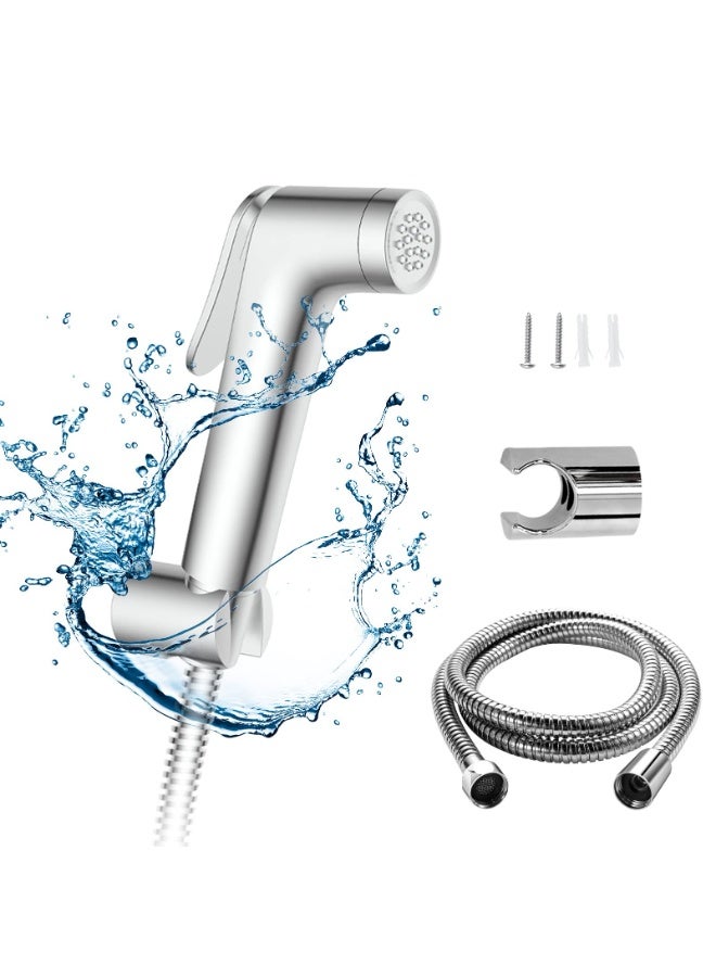Biella White And Matt Black Shattaf With Complete Accessories Dual Mode Handheld Bathroom Bidet Sprayer Wall Mount Toilet Spray Set With Holder And Screws - Image 1
