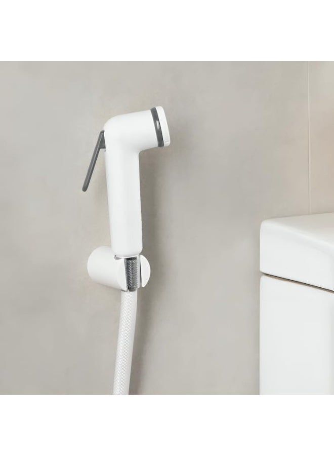 Biella White And Matt Black Shattaf With Complete Accessories Dual Mode Handheld Bathroom Bidet Sprayer Wall Mount Toilet Spray Set With Holder And Screws - Image 3